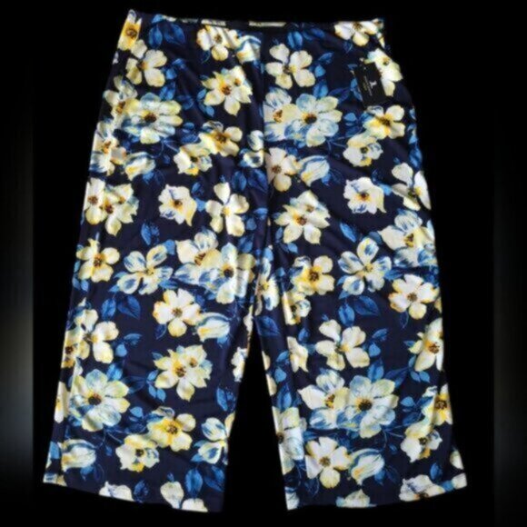 High Waist Wide Leg Cropped Floral Pant Size 3X Jules & Leopold - Picture 4 of 6